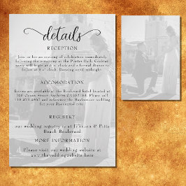 Elegante zwart-wit foto bruiloft informatiekaartje