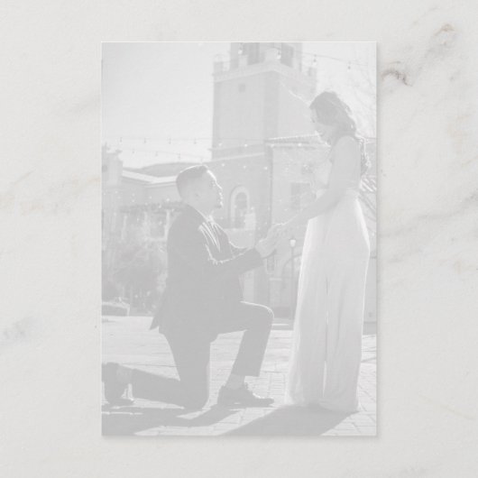 Elegante zwart-wit foto bruiloft informatiekaartje (Achterkant)