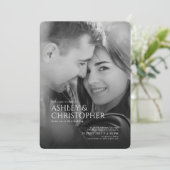 Elegante zwart-wit foto bruiloft kaart (Staand voorkant)