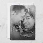 Elegante zwart-wit foto bruiloft kaart (Voorkant)