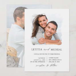 Elegante zwart-wit foto bruiloft kaart