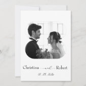 Elegante zwart-wit foto bruiloft kaart (Voorkant)
