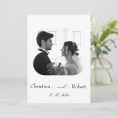 Elegante zwart-wit foto bruiloft kaart (Staand voorkant)