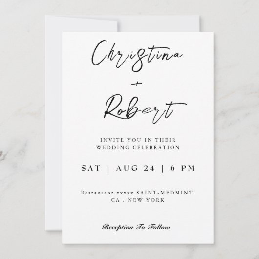 Elegante zwart-wit foto bruiloft kaart (Achterkant)