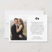 Elegante zwart-wit foto bruiloft | Vogels Bedankkaart (Achterkant)