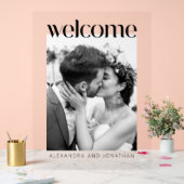 Elegante zwart-wit foto bruiloft Welkom Acryl Bord (Huwelijk)