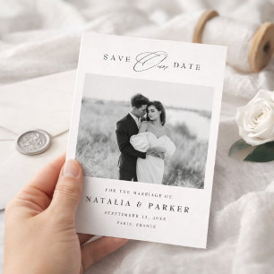 Elegante Zwart-Wit Foto Budget Save The Date