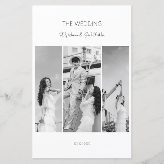Elegante zwart-wit foto collage bruiloft (Voorkant)