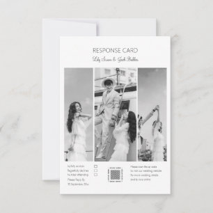 Elegante zwart-wit foto collage bruiloft RSVP kaartje