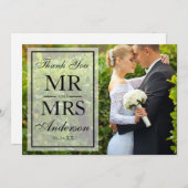 Elegante zwart-wit foto dank u bruiloft bedankkaart (Voorkant / Achterkant)