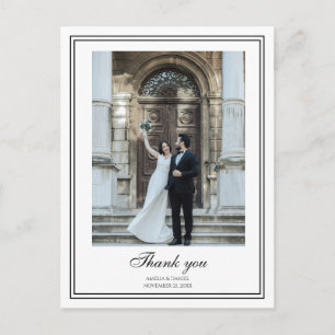 Elegante Zwart-Wit Foto Huwelijks Dankjewel Briefkaart