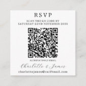 Elegante zwart-wit foto QR code RSVP Informatiekaartje (Voorkant)