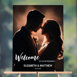 Elegante zwart-wit foto romantische bruiloft acryl bord