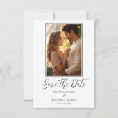 Elegante zwart-wit foto save the date (Voorkant)