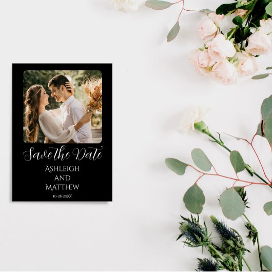 Elegante zwart-wit foto save the date