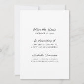 Elegante zwart-wit foto Save the Date Kaart (Achterkant)