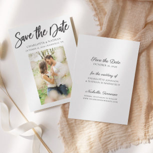 Elegante zwart-wit foto Save the Date Kaart
