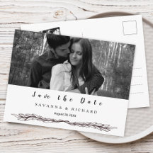 Elegante Zwart-Wit Foto Save-the-Datekaart