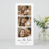 Elegante zwart-wit Fotostrip Sla de datum op Aankondiging (Staand voorkant)
