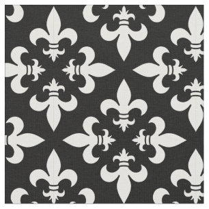 Elegante zwart-wit Franse Fleur de Lis Stof