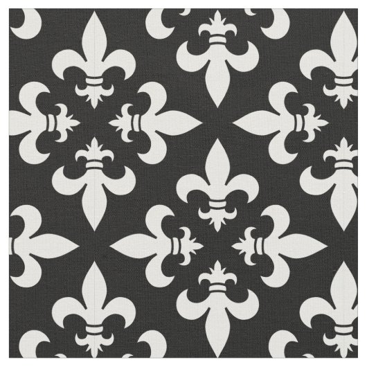 Elegante zwart-wit Franse Fleur de Lis Stof (Close Up)