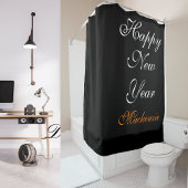 Elegante Zwart-Wit Gelukkig Nieuwjaar Aangepaste N Douchegordijn