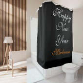 Elegante Zwart-Wit Gelukkig Nieuwjaar Aangepaste N Douchegordijn