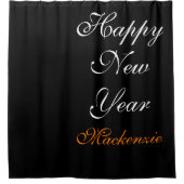 Elegante Zwart-Wit Gelukkig Nieuwjaar Aangepaste N Douchegordijn (Voorkant)