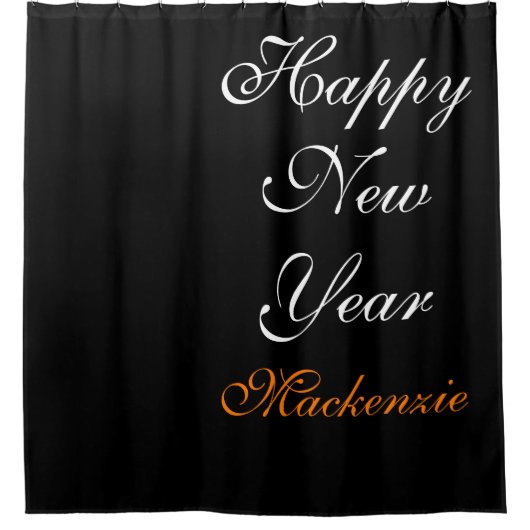 Elegante Zwart-Wit Gelukkig Nieuwjaar Aangepaste N Douchegordijn (Voorkant)