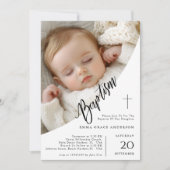 Elegante zwart-wit genderneutrale fotodoop kaart (Voorkant)