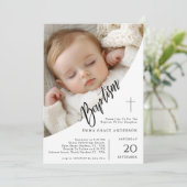 Elegante zwart-wit genderneutrale fotodoop kaart (Staand voorkant)