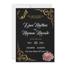 Elegante zwart-wit geometrische bloem bruiloft i