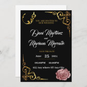 Elegante zwart-wit geometrische bloem bruiloft i kaart (Voorkant / Achterkant)