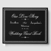 Elegante zwart-wit gepersonaliseerde chique bruilo gastenboek (Voorkant)