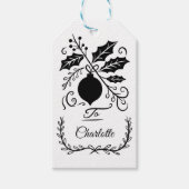 Elegante zwart-wit gepersonaliseerde kerst cadeaulabel (Voorkant)