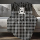 Elegante zwart-wit geruite cheques monogram fleece deken