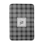 Elegante zwart-wit geruite monogram badmat (Voorkant Verticaal)