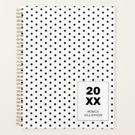 Elegante zwart-wit gestippelde gepersonaliseerde planner