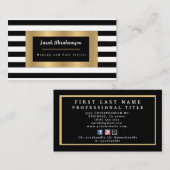 Elegante zwart-wit gestreept visitekaartje (Voorkant / Achterkant)