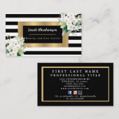 Elegante zwart-wit gestreept visitekaartje (Voorkant / Achterkant)