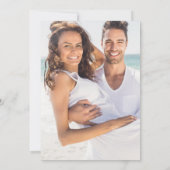 Elegante zwart-wit gestreepte fototrouwkaart kaart (Achterkant)