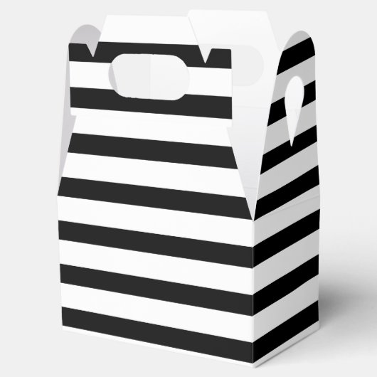 Elegante zwart-wit gestreepte gunstbox bedankdoosjes (Geopend)