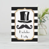 Elegante zwart-wit gestreepte vrijgezellenparty kaart (Staand voorkant)