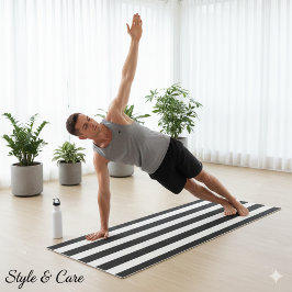 Elegante zwart-wit gestreepte yoga mat ontwerp