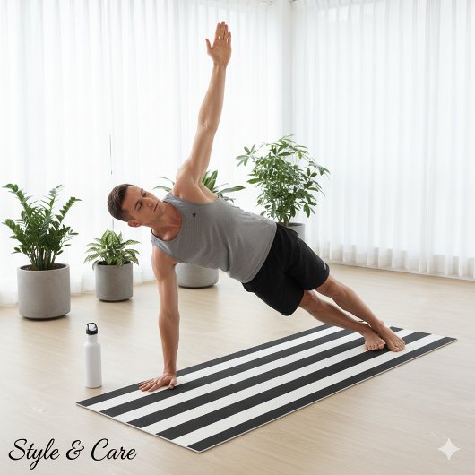Elegante zwart-wit gestreepte yoga mat ontwerp