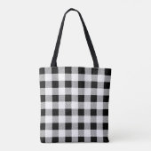 Elegante zwart-wit gingham libel tote bag (Achterkant)