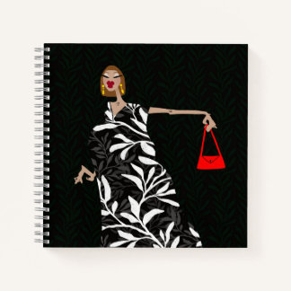Elegante Zwart-Wit Glam Modekunst Notitieboek