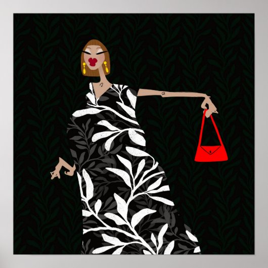 Elegante zwart-wit glamour modekunst poster (Voorkant)