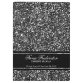 Elegante zwart-wit glitter klembord (Achterkant)