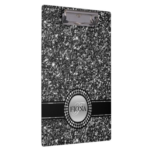 Elegante zwart-wit glitter klembord (Rechts)